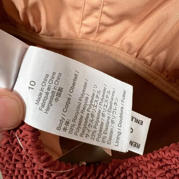 J.Crew Scrunchie Classic Scoopneck One Piece Swimsuit Size 10 Brown Red Vacation - Picture 12 of 14